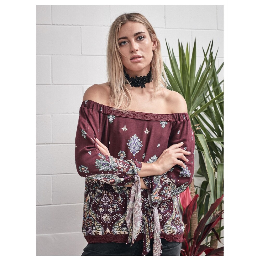 Jaase Angel Off the Shoulder Golden Temple Top